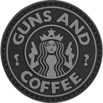 Патч "Guns and coffee", ПВХ, черный, диаметр 5.9 см