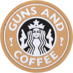 Патч "Guns and coffee", ПВХ, тан, диаметр 5.9 см