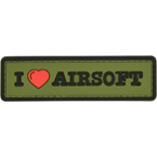 Патч "I Love Airsoft", ПВХ, олива, 8.4 x 2.4 см