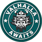 Патч "Valhalla awaits", ПВХ, олива, диаметр 6.9 см